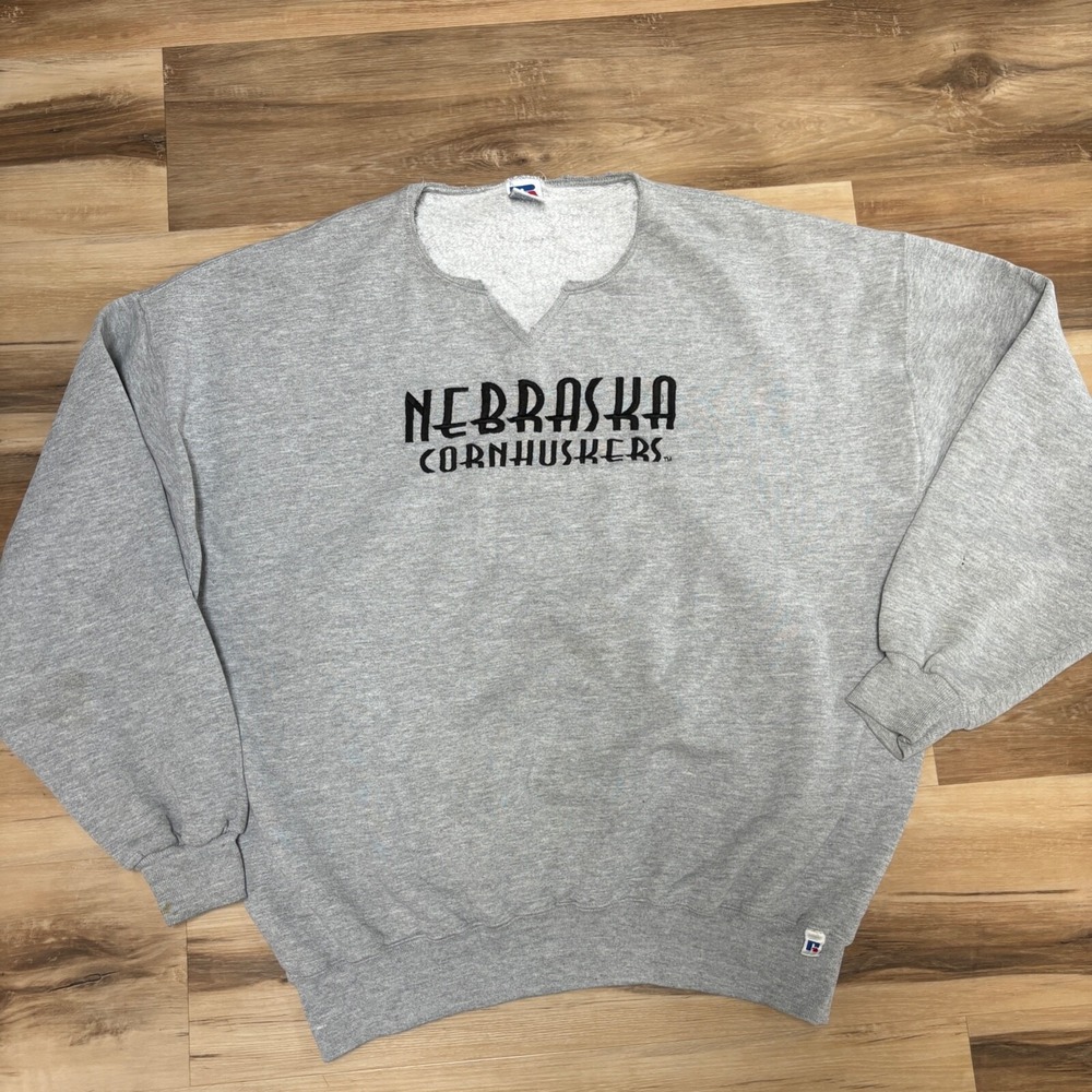 Russell Athletic Nebraska Sweatshirt XXL Vintage Cornhuskers Gray Pullover 90s